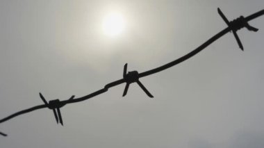 dikenli tel gri gökyüzü arka plan üzerinde