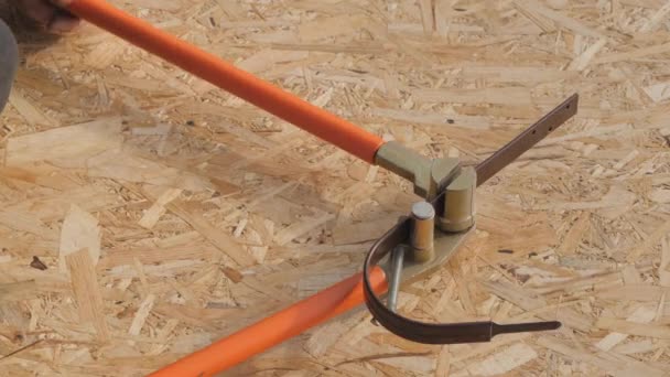 Installation of drainage system of a private house. Hook bend for drainage system. — Stock Video