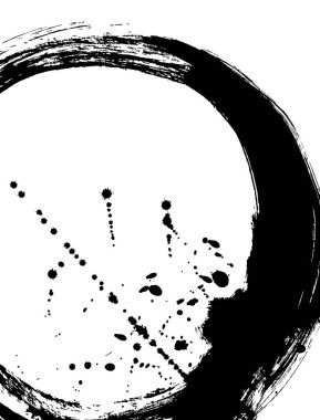 Black brush stroke in the form of a circle. Drawing created in ink sketch handmade technique. Black and white. clipart