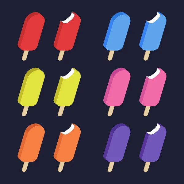 Conjunto de vetores com sorvetes coloridos —  Vetores de Stock