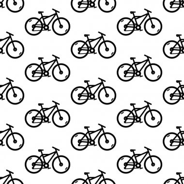 Vektör bisiklet ile seamless modeli. Siyah ve beyaz doku