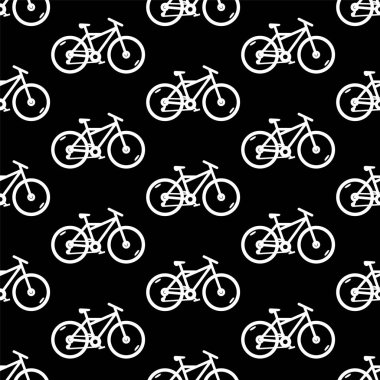 Vektör bisiklet ile seamless modeli. Siyah ve beyaz doku