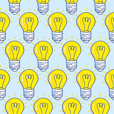 Ampullerle kusursuz bir desen. El çizimi tasarım.