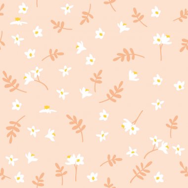 Vektörsüz çiçek deseni. Çiçek ve yapraklı arka plan.