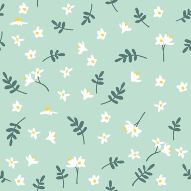 Vektörsüz çiçek deseni. Çiçek ve yapraklı arka plan.