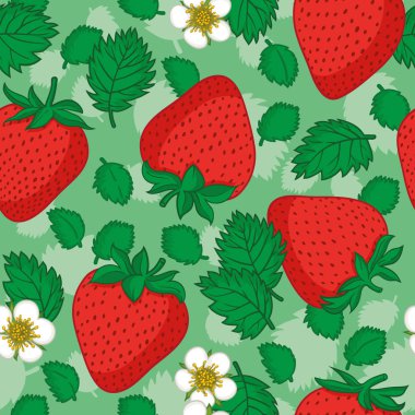 Çilekli, pürüzsüz bir desen. Grafiksel biçimlendirilmiş çizim.