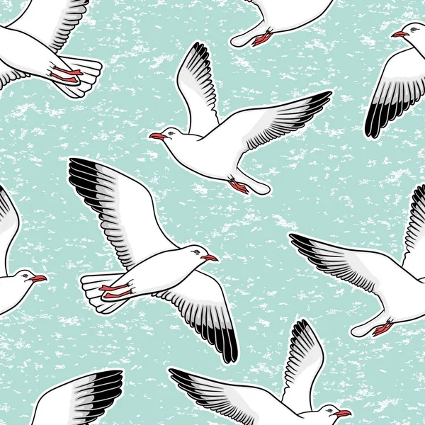 Vector seamless pattern with seagulls