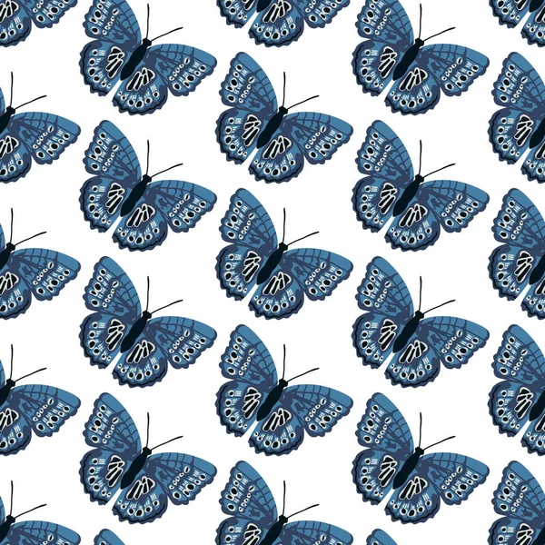 Modèle vectoriel sans couture avec des papillons brillants. Conception de texture dessinée à la main — Image vectorielle