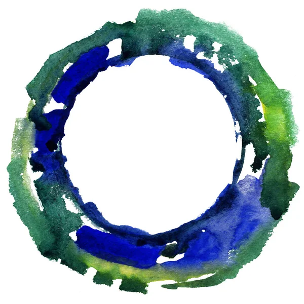 Rund akvarell ram, cirkel form isolerad på vit bakgrund. Handgjord teknik. — Stockfoto