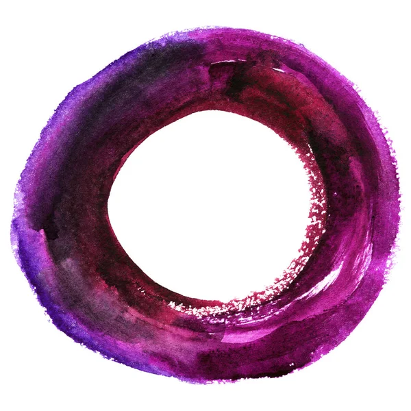 Marco de acuarela redonda, forma de círculo aislado sobre fondo blanco. Técnica artesanal . —  Fotos de Stock
