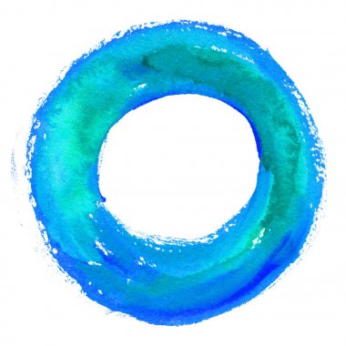 Yuvarlak suluboya çerçeve, beyaz arkaplanda izole edilmiş daire şekli. El yapımı teknik..