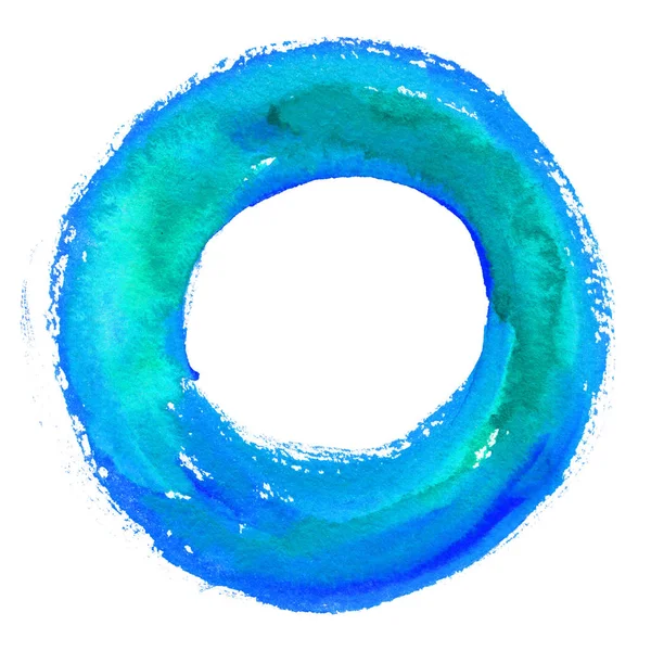 Yuvarlak suluboya çerçeve, beyaz arkaplanda izole edilmiş daire şekli. El yapımı teknik..