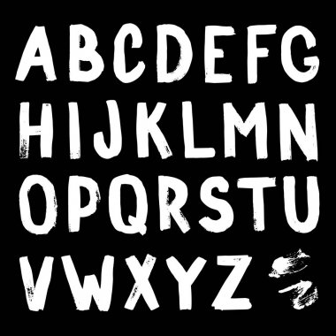 El çizimi alfabe. Kaligrafi yazı tipi. Modern fırça harfleri. Grunge tarzı alfabe.