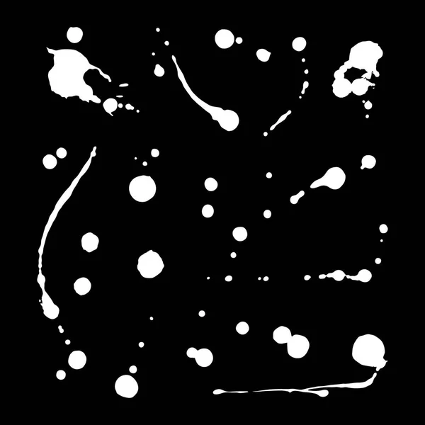 Сборник рукописных всплесков. Векторный набор мазков кистью. Изолированный на белом фоне. Черное и белое — стоковый вектор