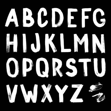 El çizimi alfabe. Kaligrafi yazı tipi. Modern fırça harfleri. Grunge tarzı alfabe.