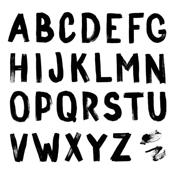 Ręcznie rysowany alfabet. Czcionka kaligraficzna. Nowoczesny napis pędzla. Alfabet w stylu grunge. — Zdjęcie stockowe