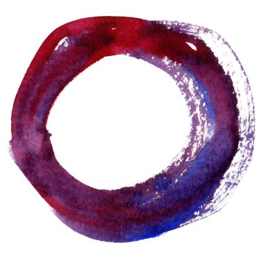 Yuvarlak suluboya çerçeve, beyaz arkaplanda izole edilmiş daire şekli. El yapımı teknik..