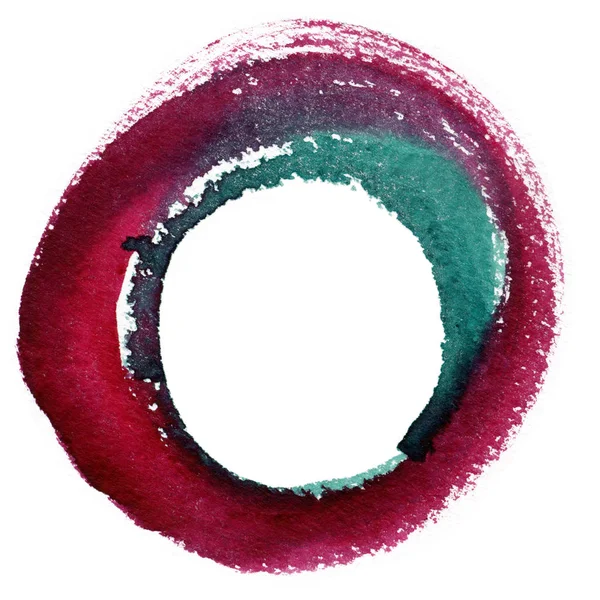Rund Akvarell Ram Cirkel Form Isolerad Vit Bakgrund Handgjord Teknik — Stockfoto