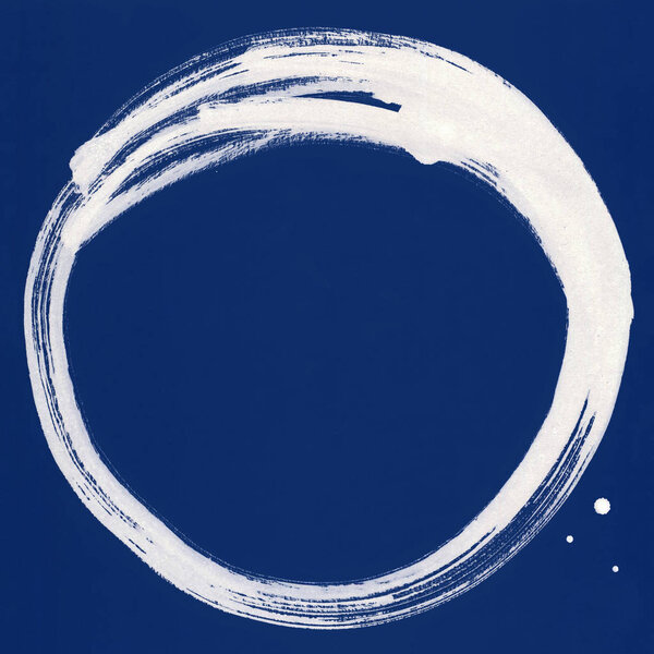 Black brush stroke in the form of a circle. Drawing created in ink sketch handmade technique.