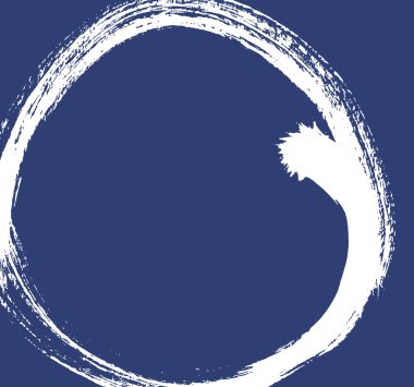 Bir daire şeklinde siyah fırça darbesi. Mürekkep kroki el yapımı teknikte oluşturulmuş çizim.