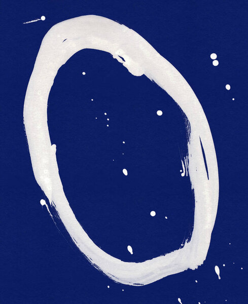 Black brush stroke in the form of a circle. Drawing created in ink sketch handmade technique.