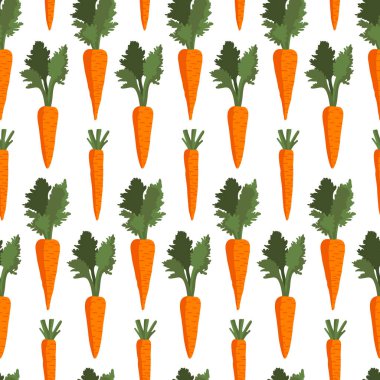Havuç, çiçek ve yapraklı vektör yaz şablonu. Kusursuz doku tasarımı.