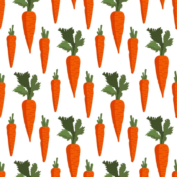 Vektorsommermuster Mit Karotten Blüten Und Blättern Nahtloses Texturdesign — Stockvektor