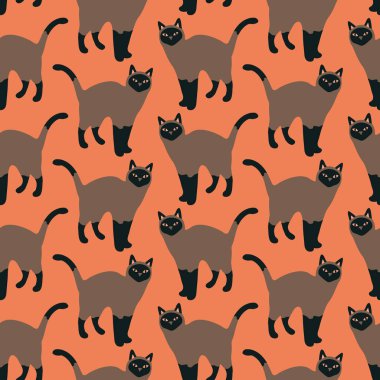 Şirin yavru kedi ile Seamless modeli. Yaratıcı çocukça doku. Vektör çizim.