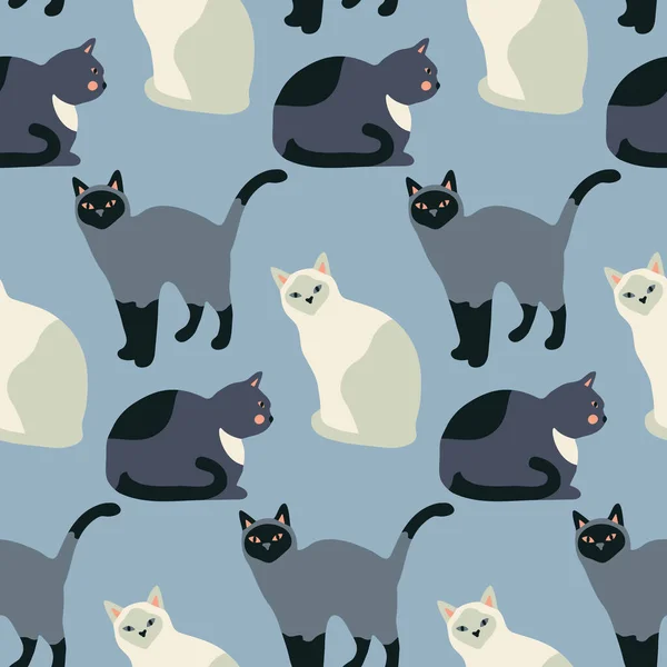 Naadloze Patroon Met Schattige Kittens Creatieve Kinderachtig Textuur Vectorillustratie — Stockvector