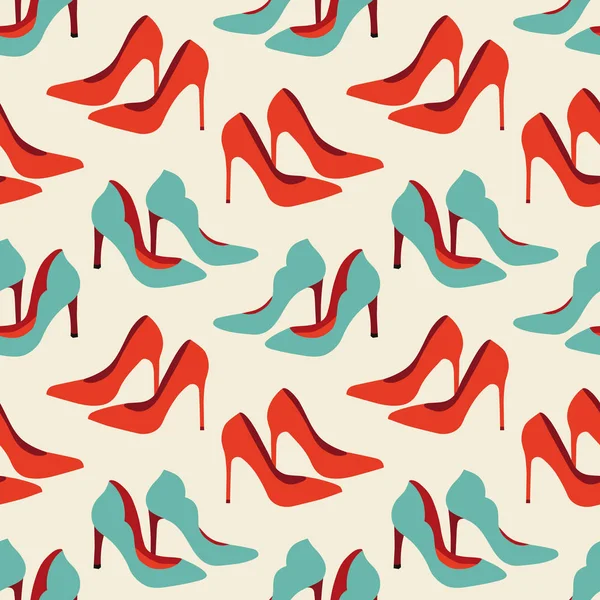 Vector Seamless Pattern Fashionable Shoes Handdrawn Texture Design — 图库矢量图片