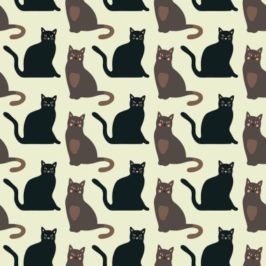 Şirin yavru kedi ile Seamless modeli. Yaratıcı çocukça doku. Vektör çizim.