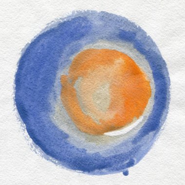 Yuvarlak suluboya çerçeve, beyaz arkaplanda izole edilmiş daire şekli. El yapımı teknik..