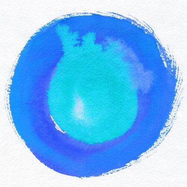 Yuvarlak suluboya çerçeve, beyaz arkaplanda izole edilmiş daire şekli. El yapımı teknik..