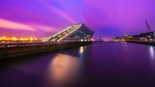 Dockland Hamburgo à noite Imagem De Stock