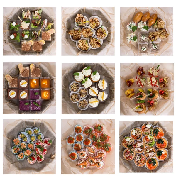 Jogo de uns snacks diferentes para o serviço de catering — Fotografia de Stock