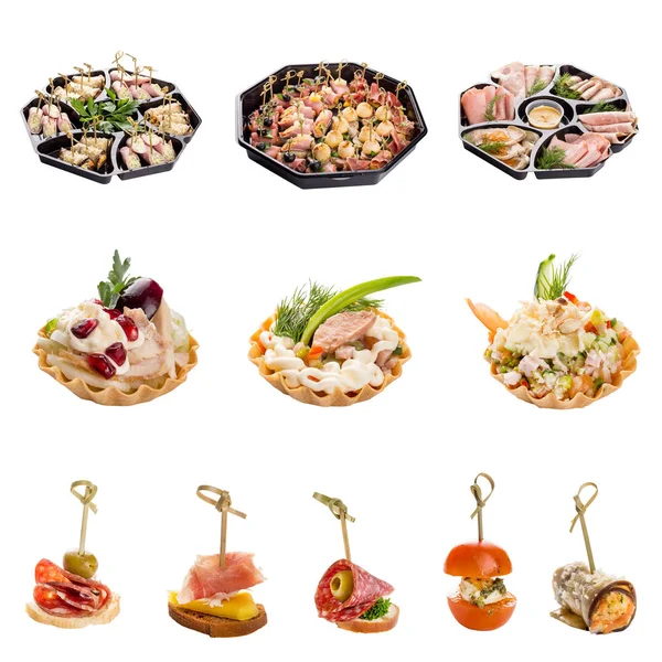 Set of a different snacks for catering service — Stock Photo, Image