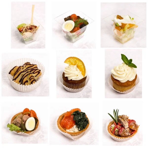 Set of a different snacks for catering service — Stock Photo, Image