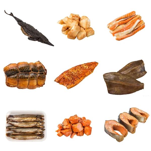 Zbiór różnych konserwowanych ryb — Zdjęcie stockowe