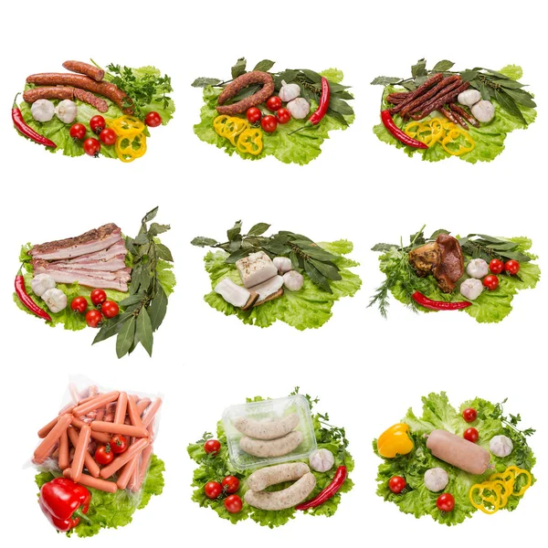 Set di diversi prodotti a base di carne — Foto Stock