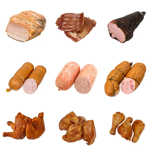 Uppsättning av en olika köttprodukter — Stockfoto