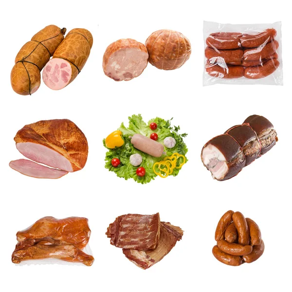 Set aus verschiedenen Fleischprodukten — Stockfoto