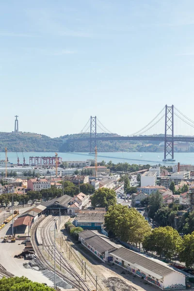 View on travel city Lisbon from top place — Stock Photo, Image