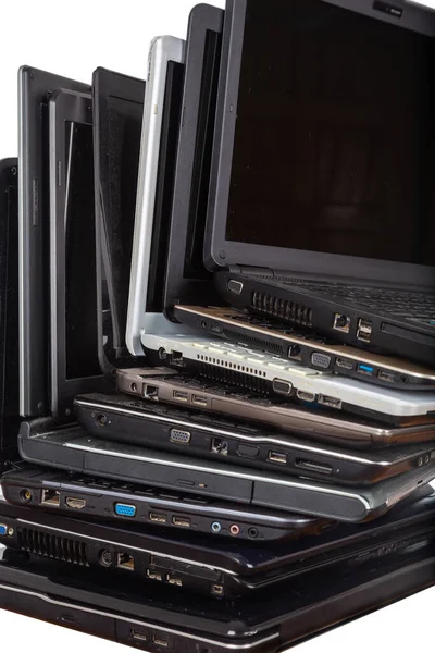 Pila Laptop Usati Diversi Colori Modelli Tha Notebook Riparazione Servizio — Foto Stock