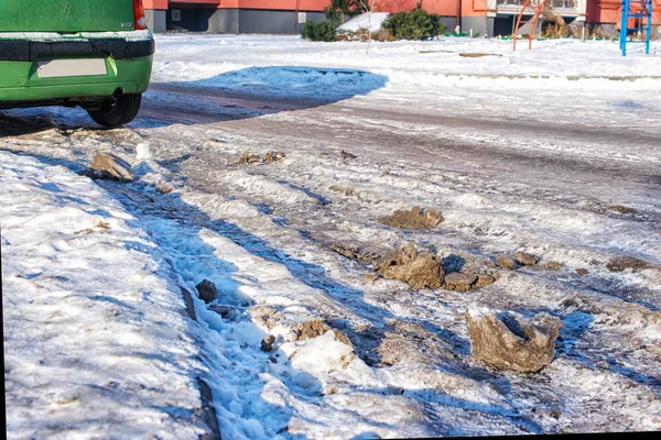 Straße mit Eis bedeckt — Stockfoto