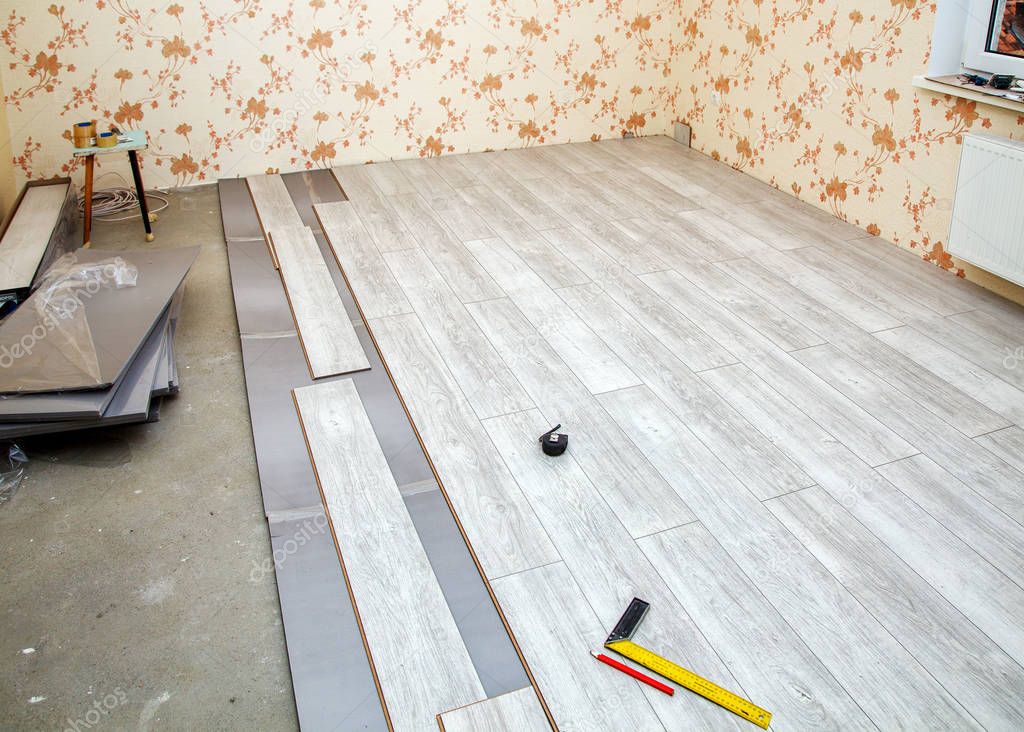 laminate boards prepared for laying on the floor