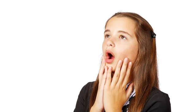 Surprised teen girl covering her mouth with hands — Stock Photo, Image