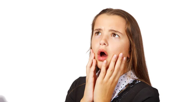 Rozhořčený dospívající dívka zakrývající ústa s rukama Stock Obrázky