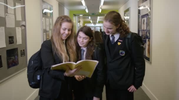 Girls looking at book — Stock Video