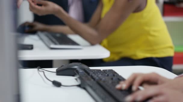 Profesor mostrando al estudiante cómo usar la computadora — Vídeos de Stock