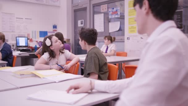Lehrer im Gespräch mit Schülern — Stockvideo